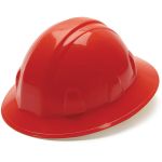 Pyramex Red Full Brim Hard Hat 6 Point Ratchet Suspension