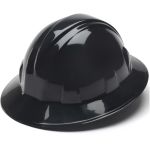 Pyramex Black Full Brim Hard Hat 4 Point Ratchet Suspension