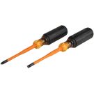 Klein Tool 2-Piece Slim-Tip Insulated Screwdriver Set Phillips and Cabinet Tips