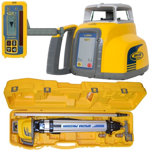 Spectra Precision Ll300n-4 Laser Level With Rechargeable Kit & Hl450 Receiver for sale online 