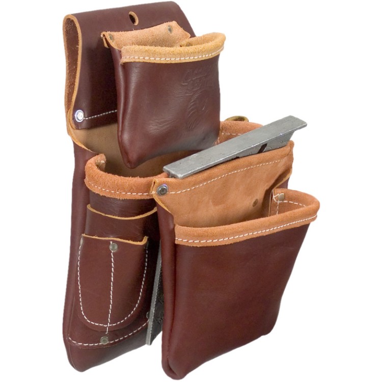 Occidental Leather 5062 4-Pouch Pro Fastener Bag - Brown Leather Tool Bag (USA Made)