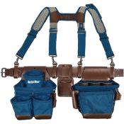 Bucket Boss Hybrid Pro Leather Blue Suspension Tool Belt Rig