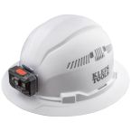 Klein Tool Class C White Full Brim Hard Hat Vented with Rechargeable Headlamp